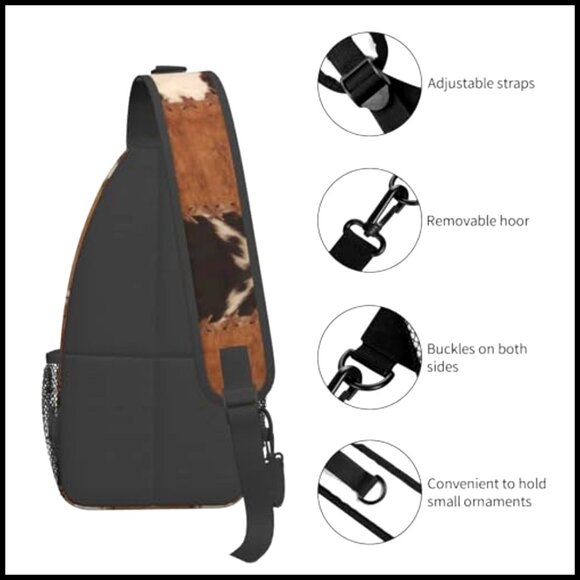 Cow Print Sling Backpack Crossbody Daypack Adjustable Strap Water Resistant main image 7